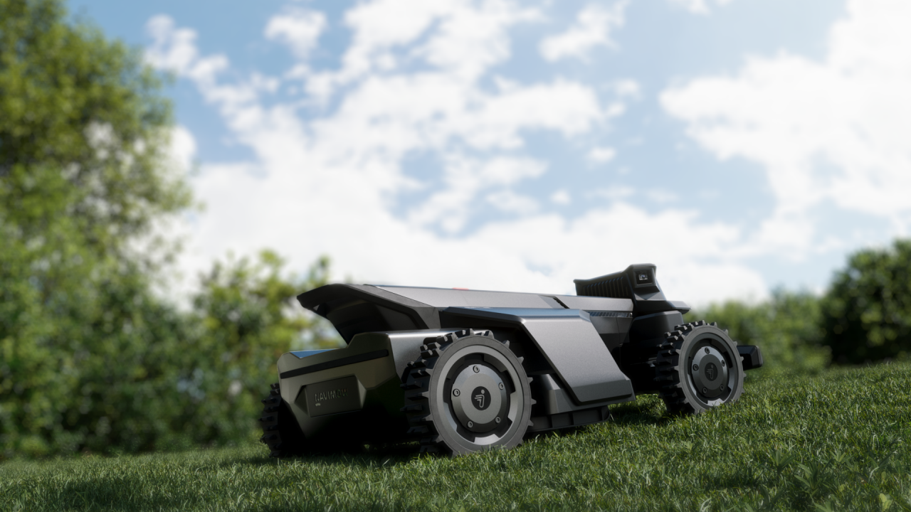 Robotmaaiers die in het voorjaar buiten aan het werk zijn.