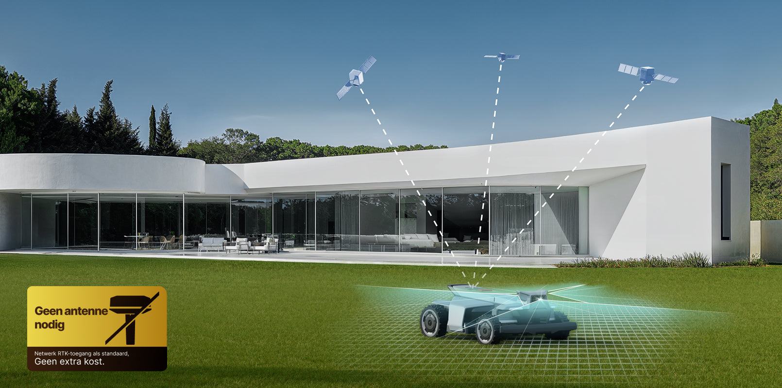 Navimow i105E robotmaaier maait gras autonoom met een RTK netwerk.