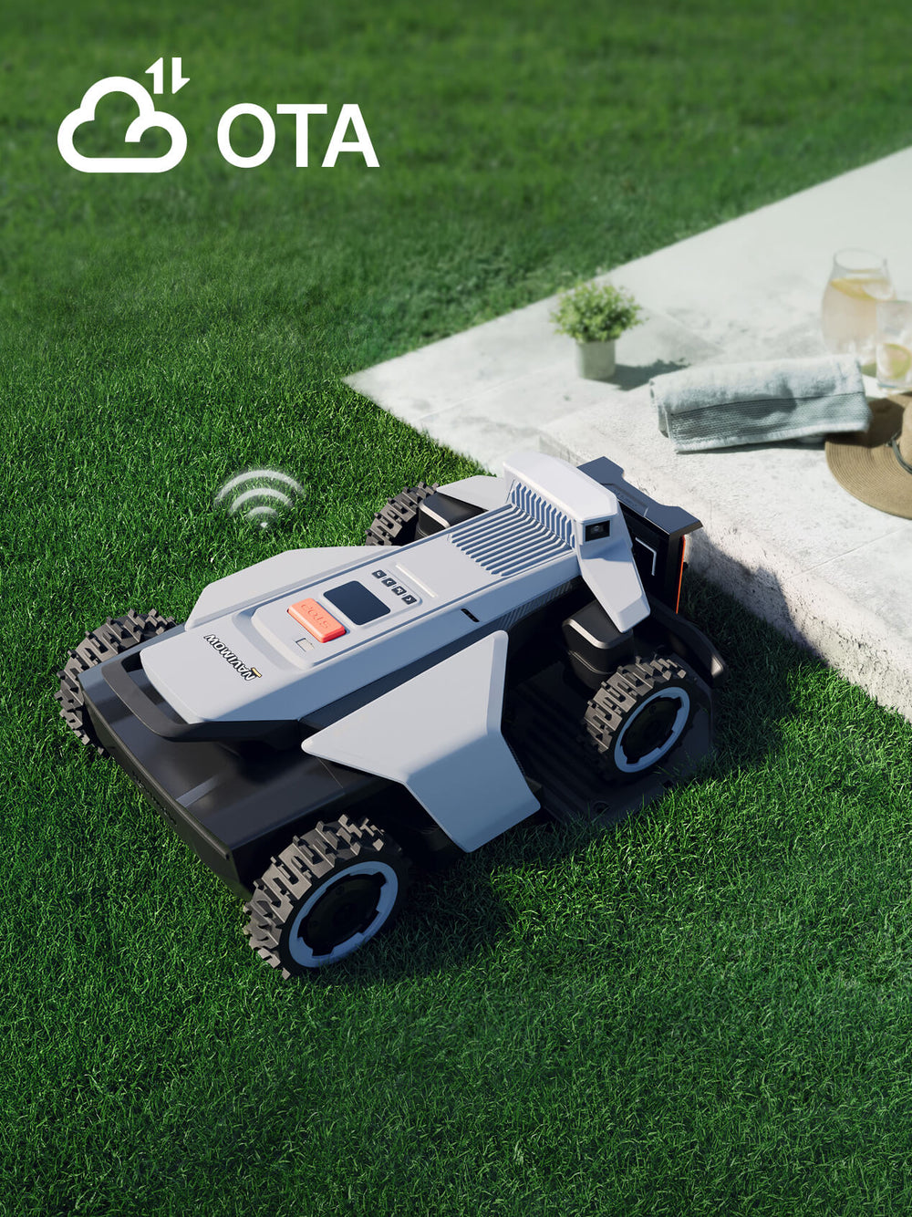 Navimow i Serie robotmaaier maait het gras in de tuin.